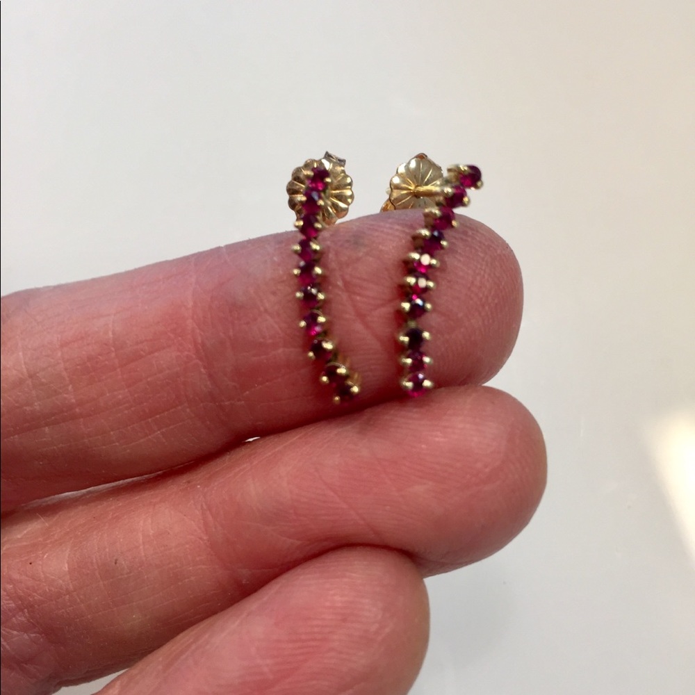 14k Ruby Dangle - Hinge Post Earrings - image 2